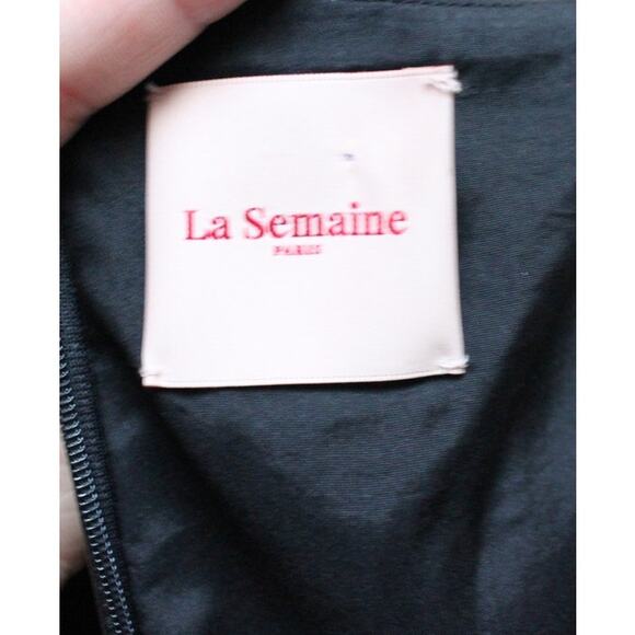 La Semaine Paris Black Elisa Faux Leather Velvet Puff Sleeve Dress Size 36/US 4 - Picture 7 of 8